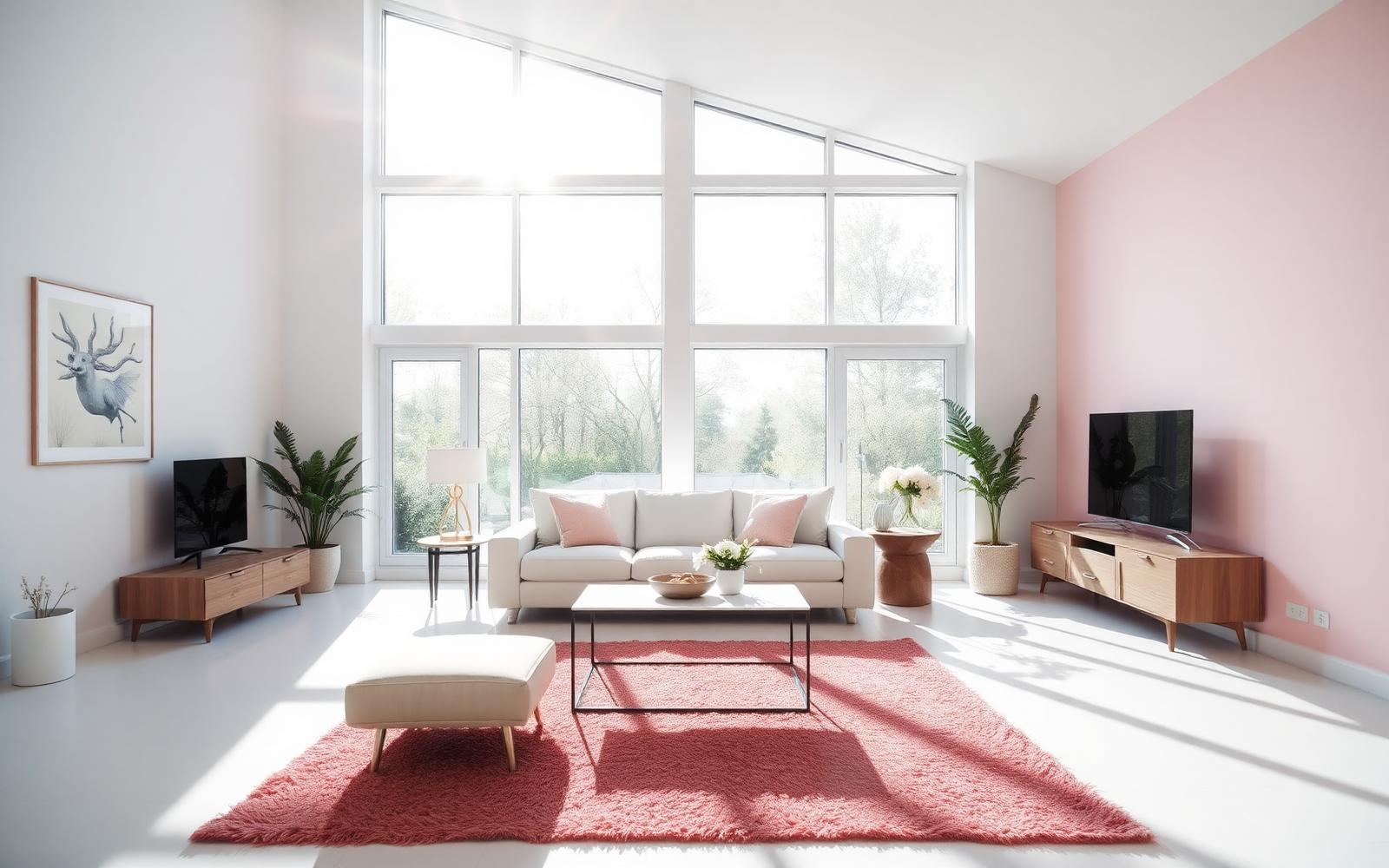 Bright, sparkling clean modern living room cleaned by Mop Starsz in Nashua, NH